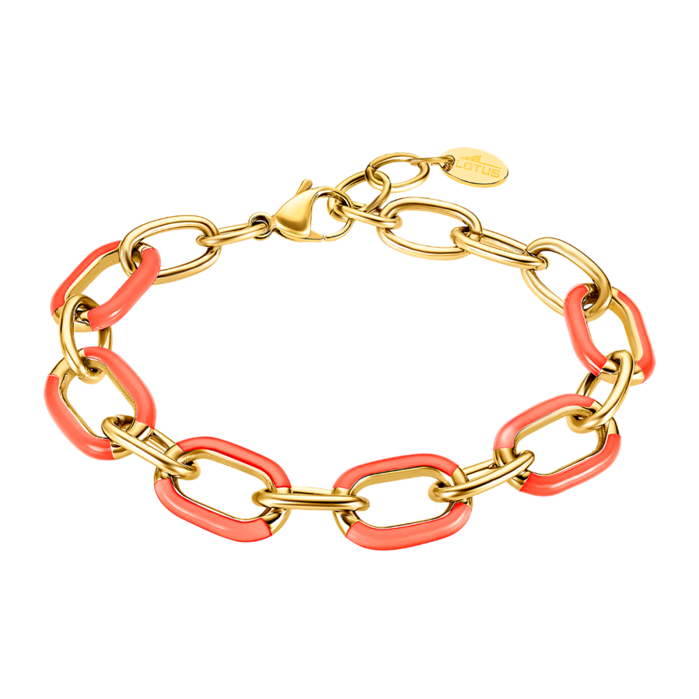 Lotus Bracciale Acciaio Gold Smalto Arancione