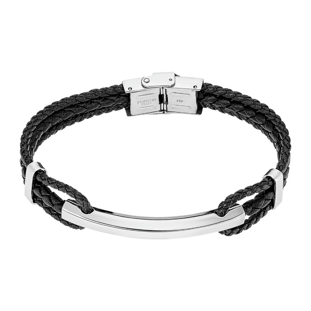 Lotus Bracciale Acciaio e Pelle Intrecciata