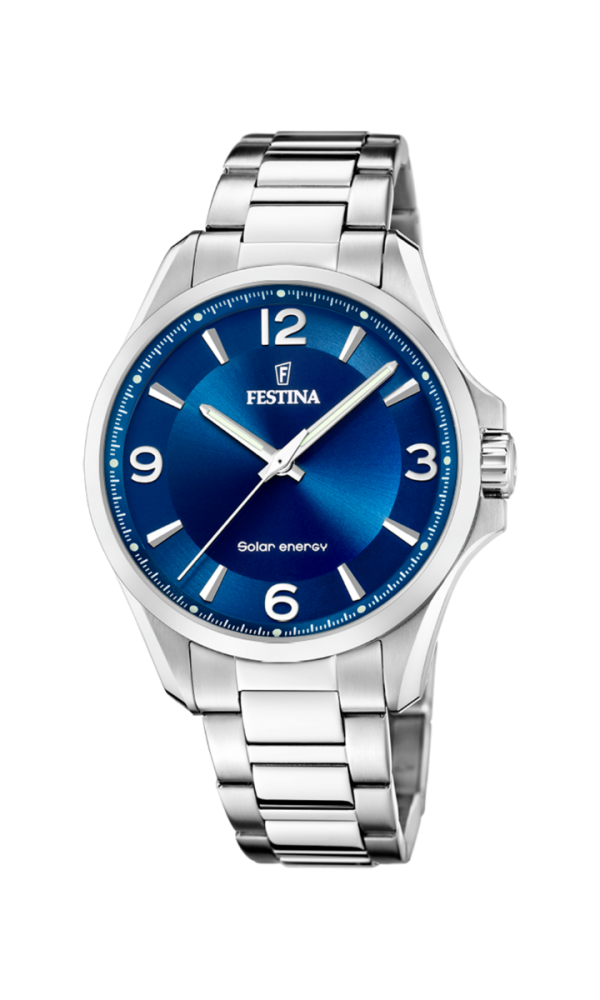 Festina Orologio Solare Acciaio Solo Tempo Quadrante Blu