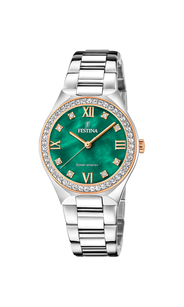 Festina Orologio Solare Acciaio Solo Tempo Quadrante Verde