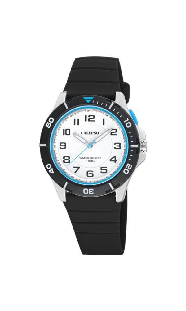 Calypso Solo Tempo Gomma Nero Quadrante Bianco
