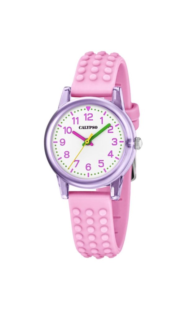 Calypso Solo Tempo Gomma Rosa Quadrante Bianco