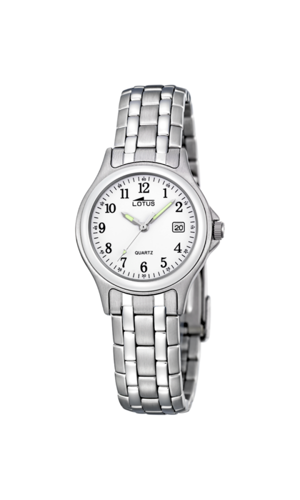 Lotus Orologio Acciaio Solo Tempo Quadrante Bianco