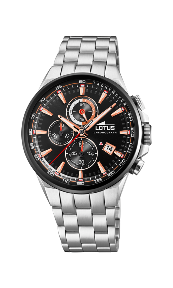 Lotus Orologio Acciaio Cronografo Quadrante Nero