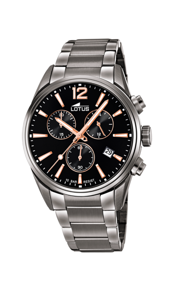 Lotus Orologio Acciaio Cronografo Quadrante Nero