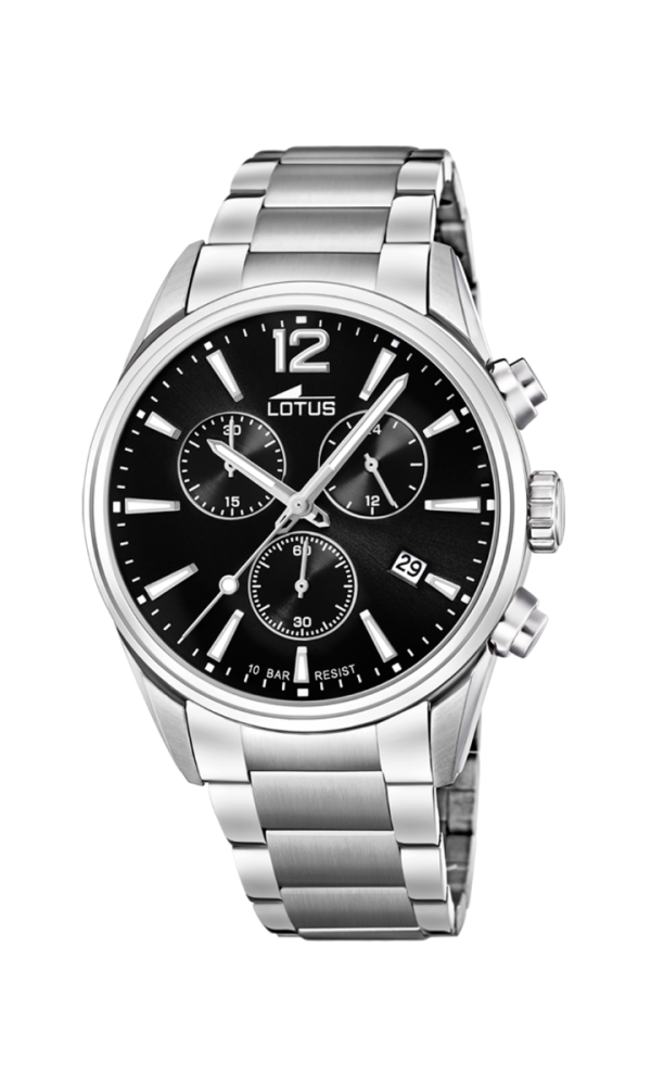 Lotus Orologio Acciaio Cronografo Quadrante Nero