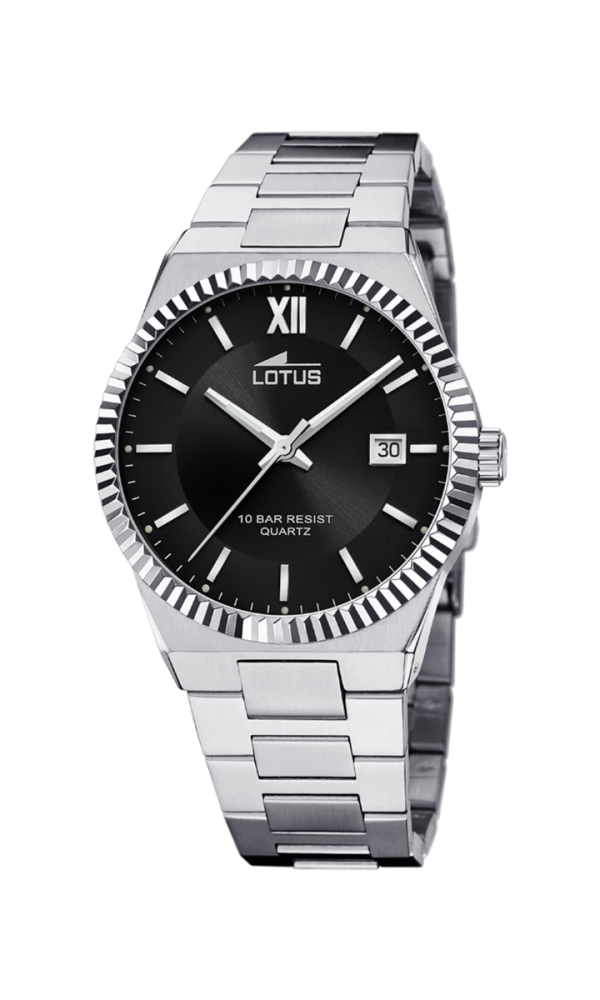 Lotus Orologio Acciaio Solo Tempo Quadrante Nero