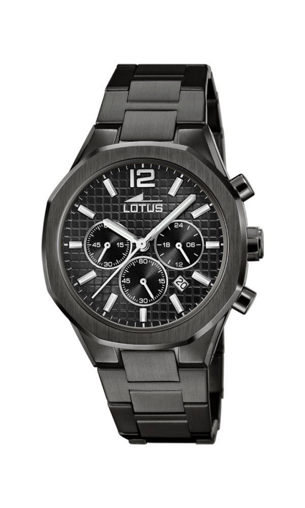 Lotus Orologio Acciaio Nero Cronografo Quadrante Nero