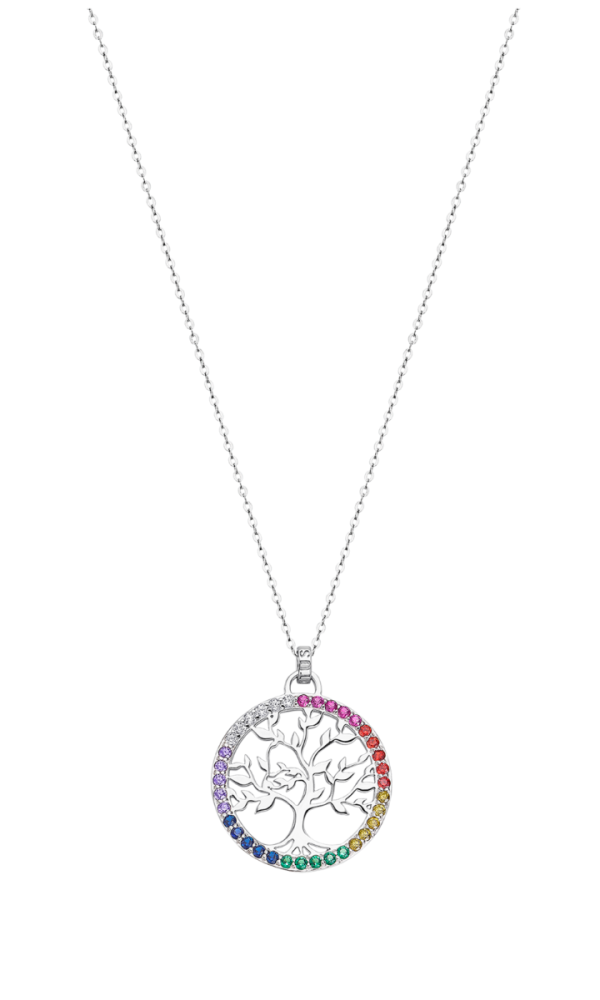 Lotus Collana Argento Albero Della Vita Multicolor