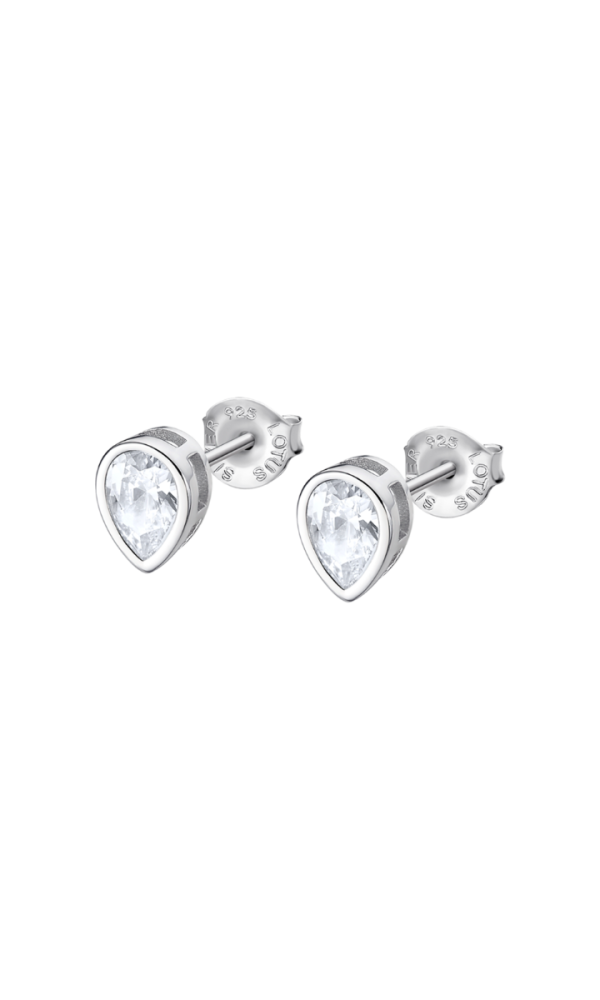 Lotus Orecchini Lobo Argento Rodiato Cristallo Bianco