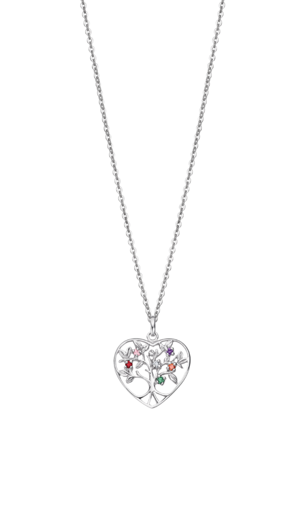 Lotus Collana Argento Cuore Albero Della Vita Multicolor