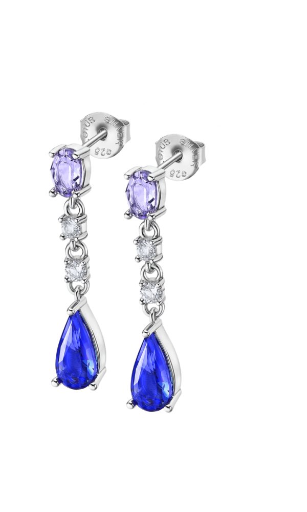 Lotus Orecchini Donna Argento Cristalli Blu