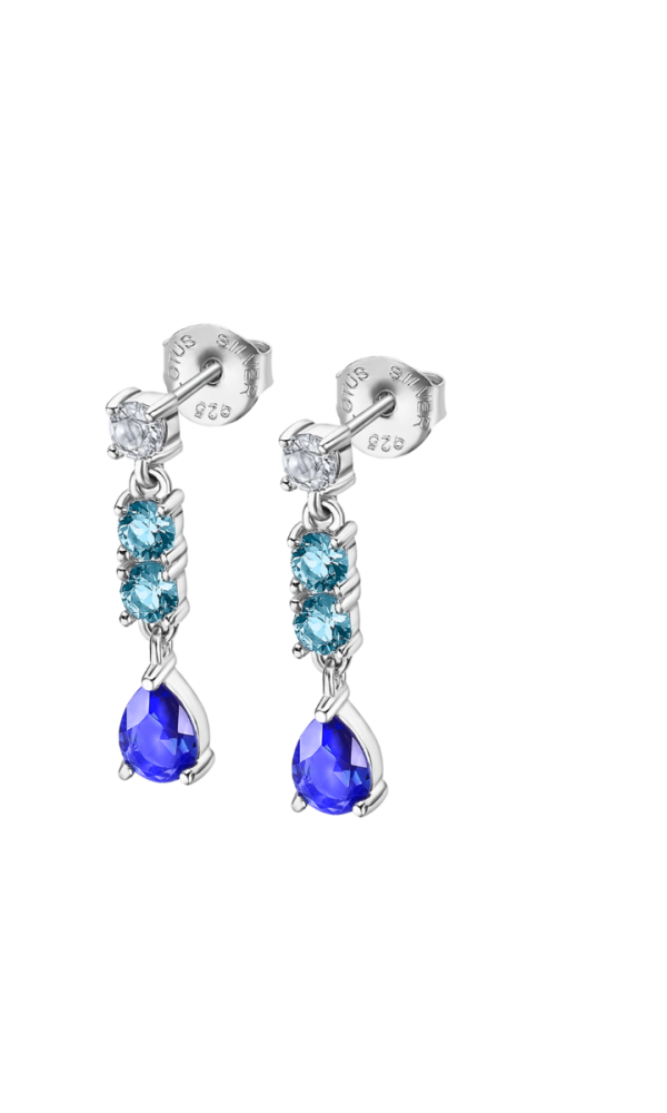 Lotus Orecchini Donna Argento Cristalli Blu