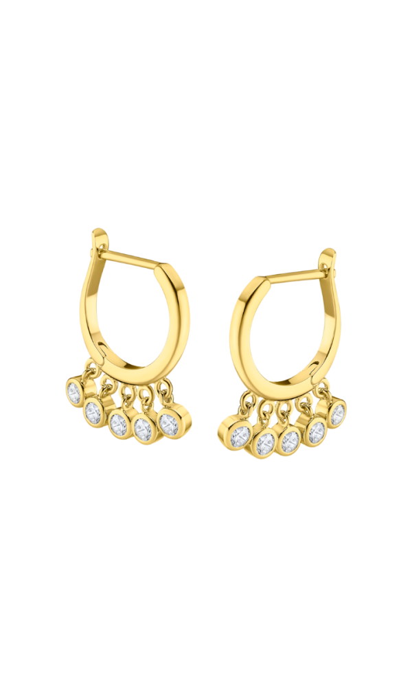 Lotus Orecchini Donna Argento Gold Cristalli Bianchi