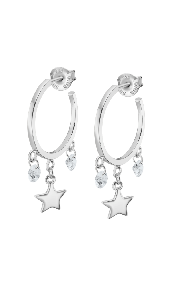 Lotus Orecchini Donna Argento Cristalli e Stella