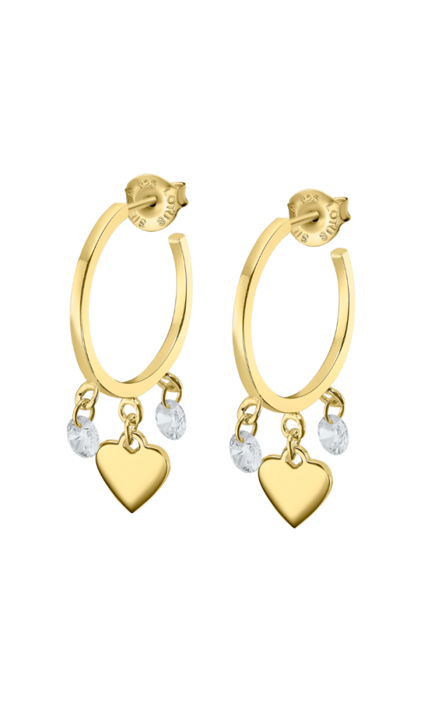 Lotus Orecchini Donna Argento Gold Cristalli e Cuore