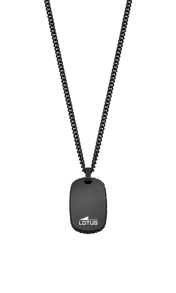 Lotus Collana Uomo Acciaio Nero Piastra Nera