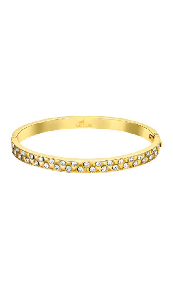 Lotus Bracciale Rigido Donna Acciaio Gold e Cristalli