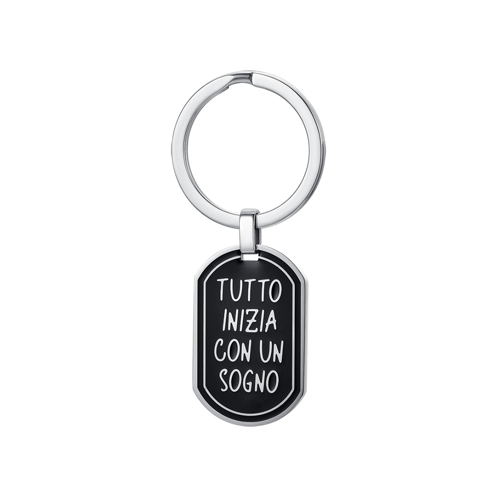 Luca Barra Portachiavi Acciaio Ip Nero 