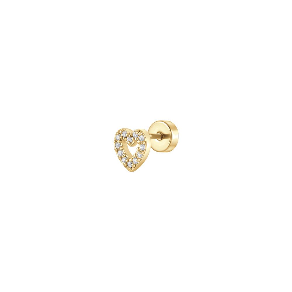 Luca Barra Piercing Acciaio Gold Cuore e Cristalli Bianchi