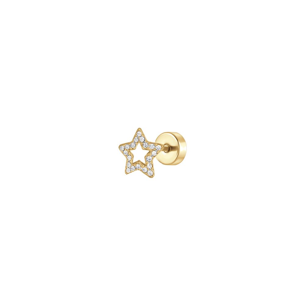 Luca Barra Piercing Acciaio Gold Stella e Cristalli Bianchi