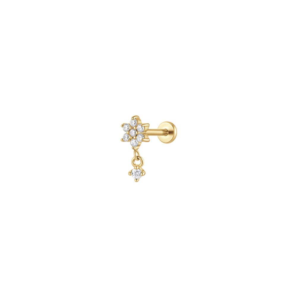 Luca Barra Piercing Acciaio Gold Fiore e Cristalli Bianchi