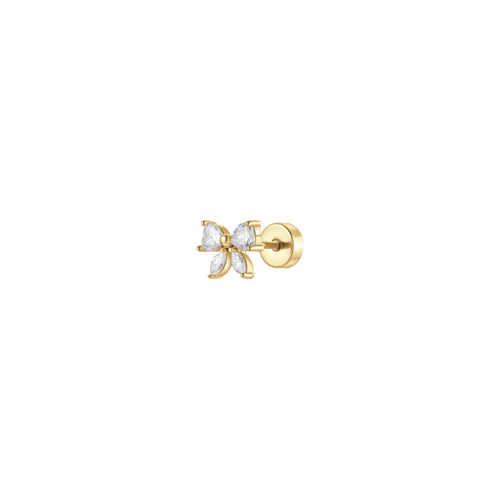 Luca Barra Piercing Acciaio Gold Fiocco e Cristalli Bianchi