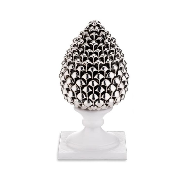Valenti Pigna Portafortuna Argento Base Bianca 19 cm