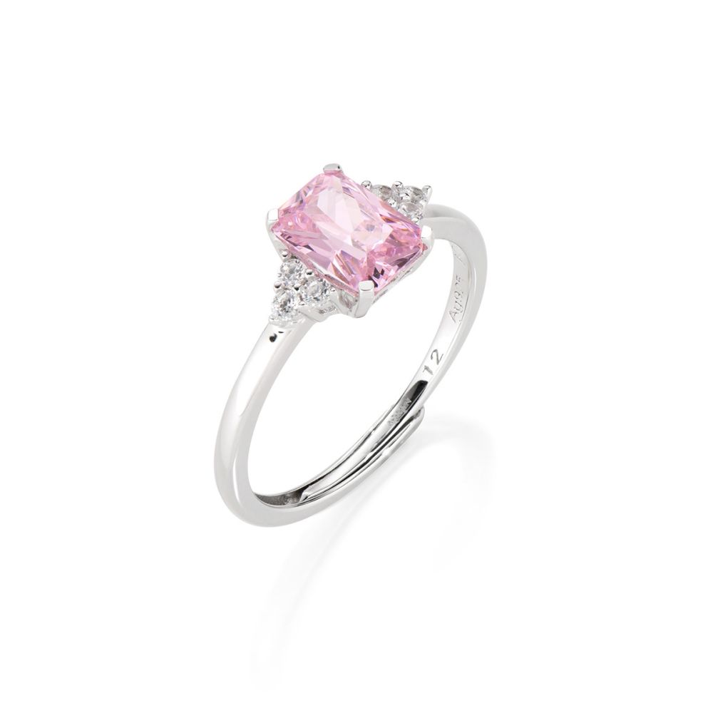 Amen Anello Regolabile Argento Cristallo Rosa