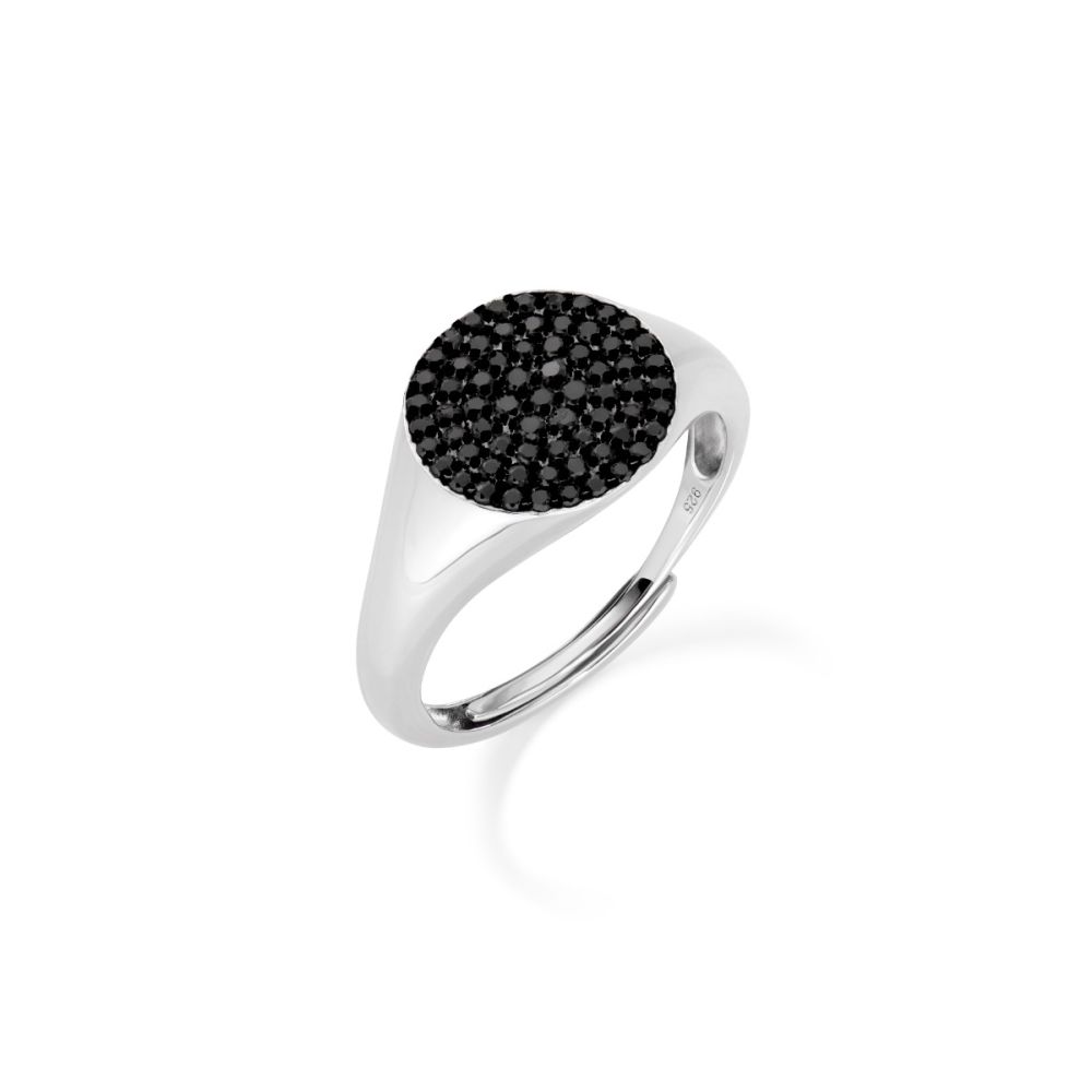 Amen Anello Chevalier Regolabile Argento con Zirconi Neri