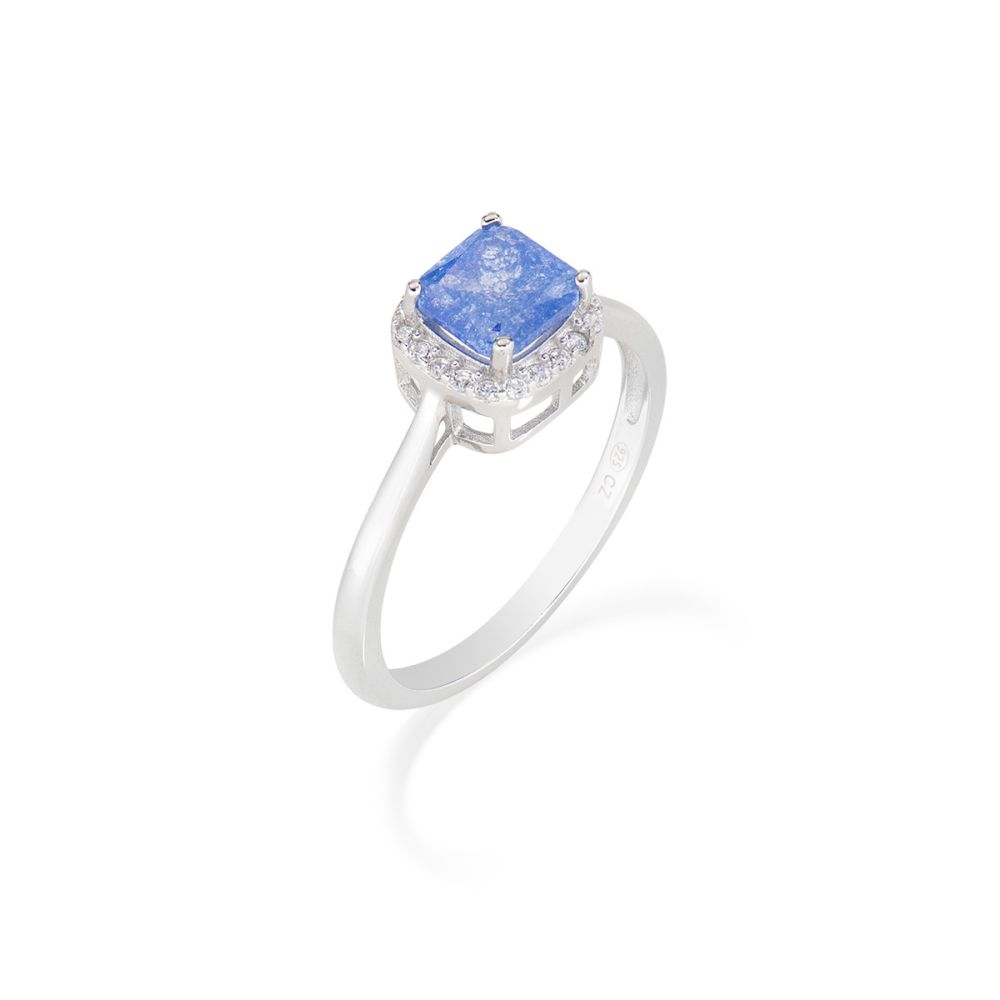 Amen Anello Regolabile Argento Stone Blu