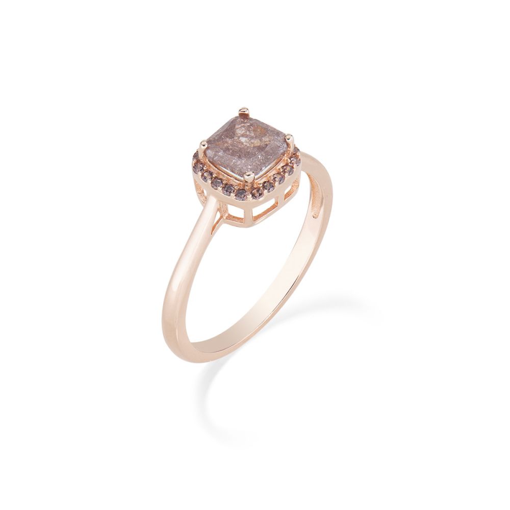 Amen Anello Regolabile Argento Rosè Stone Marrone