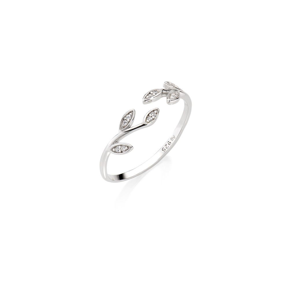 Amen Anello Argento Foglie di Olivo