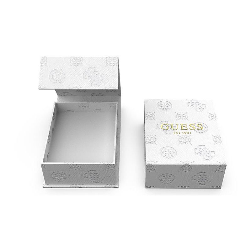 Guess Anello Ottagonale Acciaio Gold Cristalli Verdi