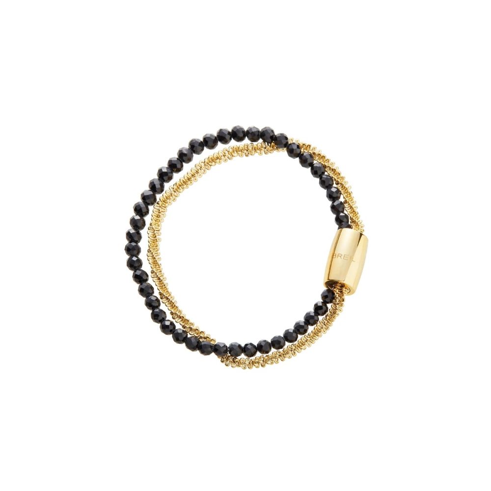 Breil Bracciale 2 Fili Acciaio Gold e Spinello Nera