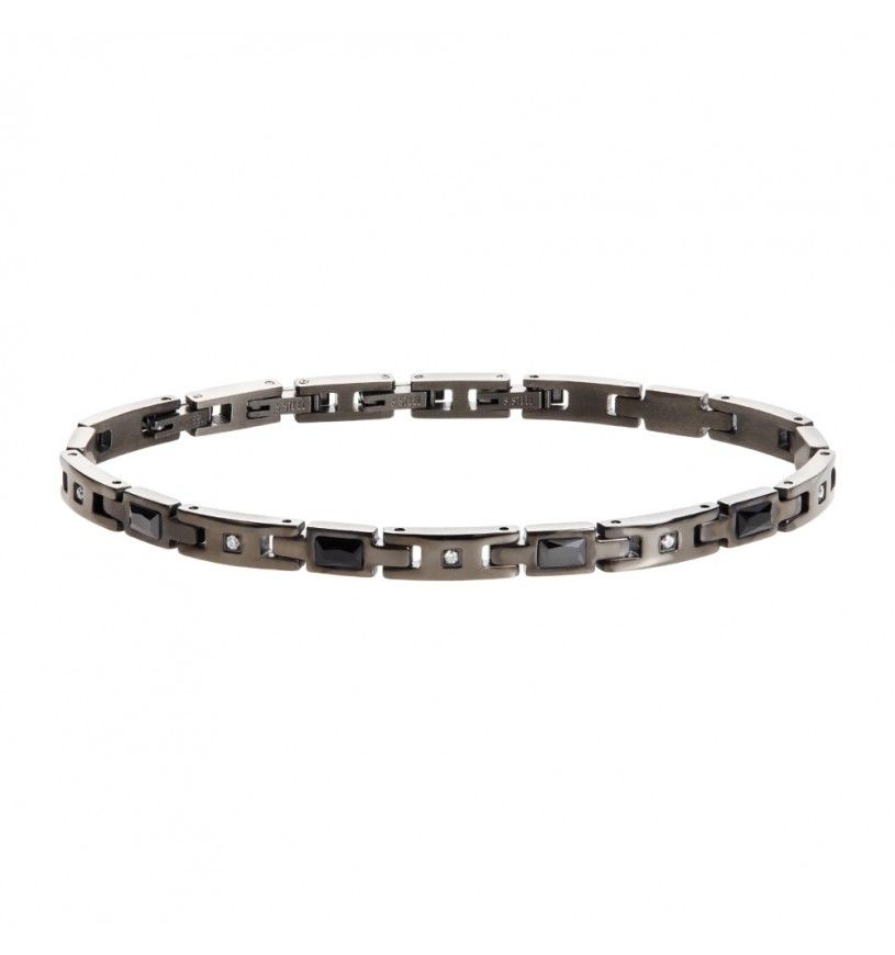 Breil Bracciale Acciaio Ip Gun e Ceramica con Zirconi