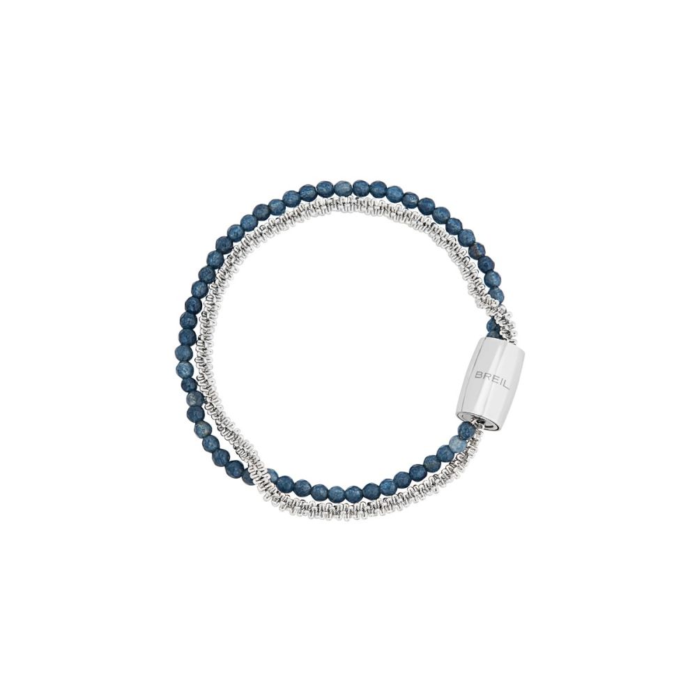 Breil Bracciale 2 Fili Acciaio e Agata Blu Magnetica