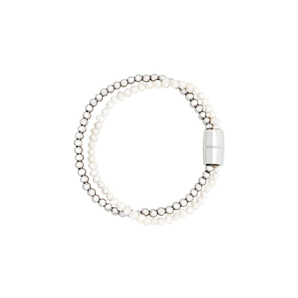 Breil Bracciale 2 Fili Acciaio e Perle Magnetica