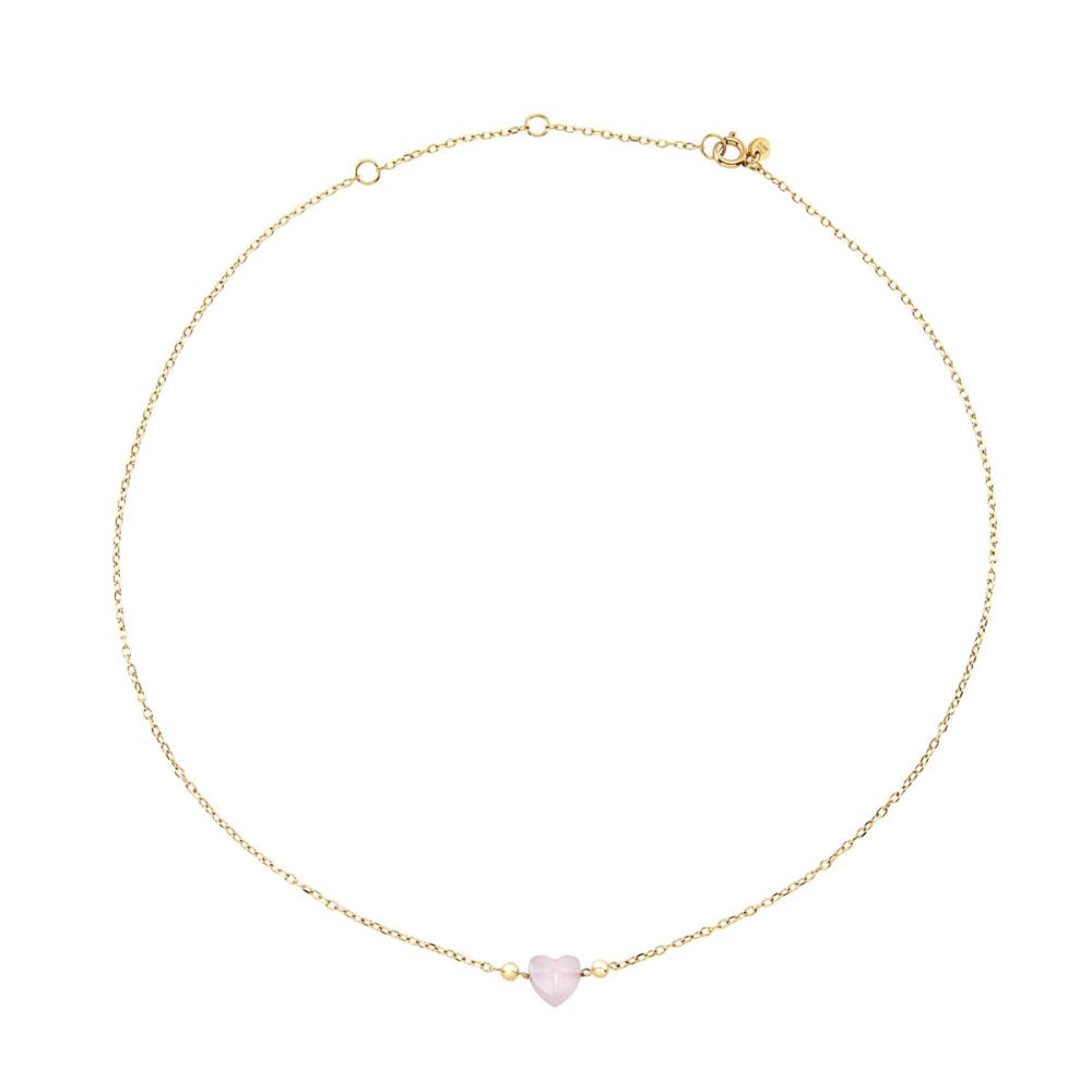 Breil Collana Acciaio Gold Cuore Giada Rosa Candy
