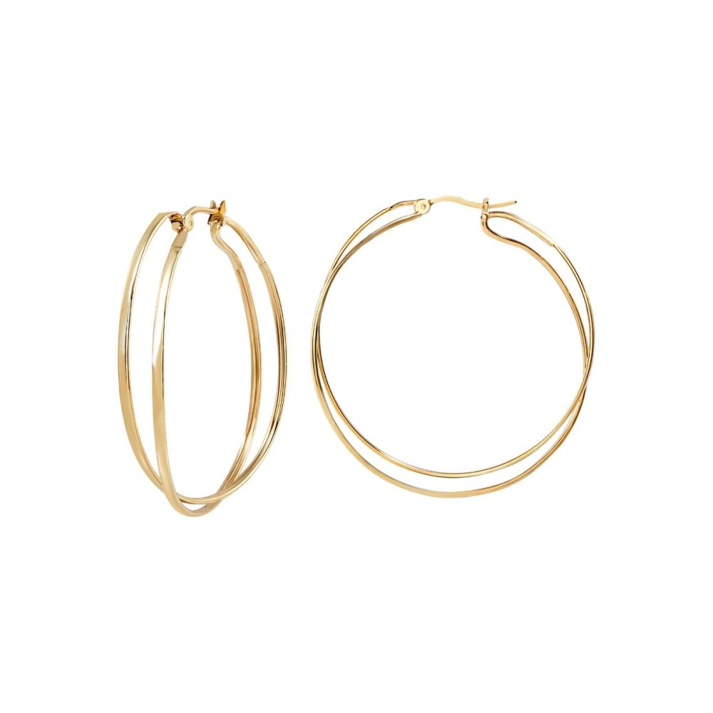 Breil Orecchini Doppio Cerchio Acciaio Gold Lightline