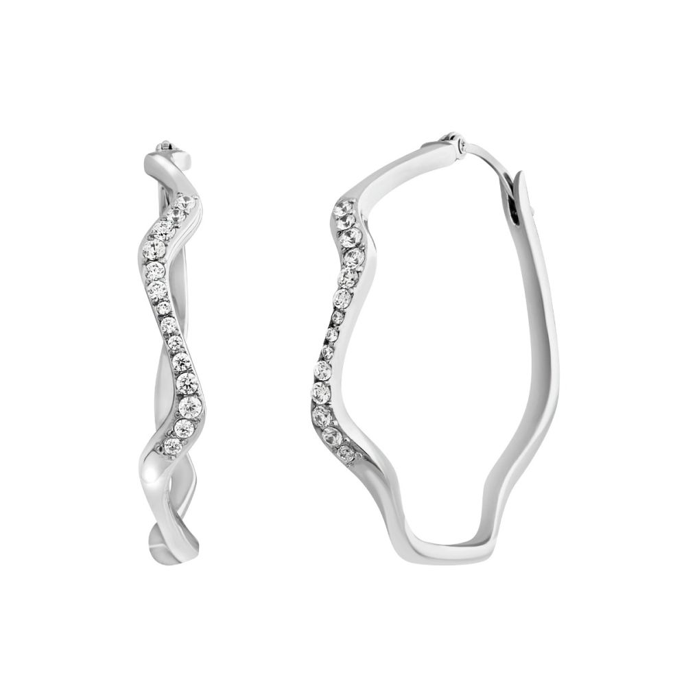 Breil Orecchini Acciaio e Zirconi Bianchi Zig Zag