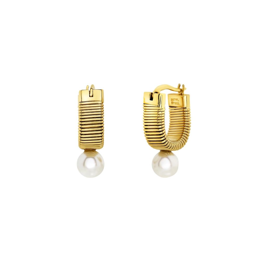 Breil Orecchini Tubogas Acciaio Gold e Madreperla Stylize