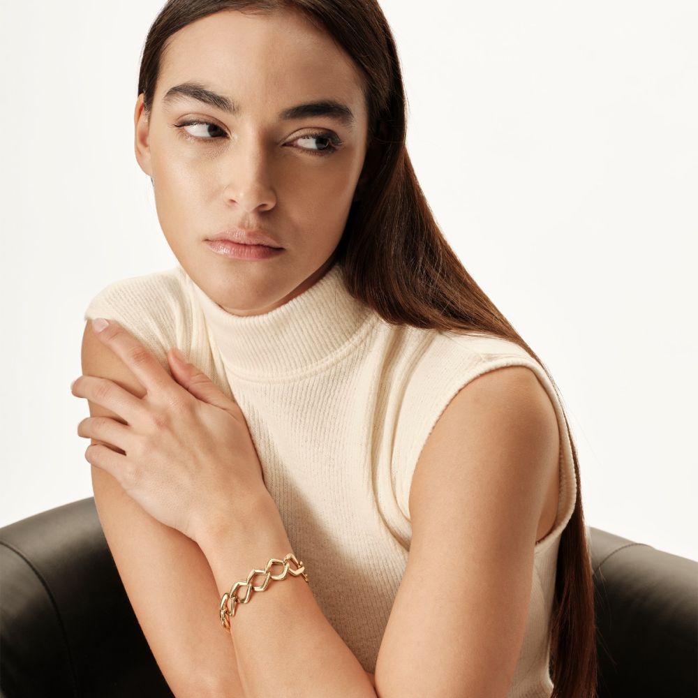 Breil Bracciale Acciaio Gold Maglie a Rombo Elongè