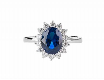 Chimiama Anello Donna Argento Regolabile Pietra Blu e Zirconi - 15-18