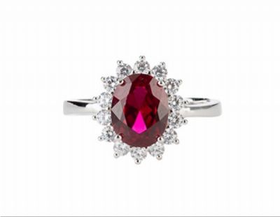 Chimiama Anello Donna Argento Regolabile Pietra Rubino e Zirconi - 15-18