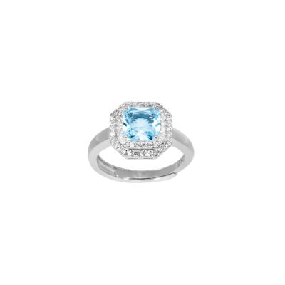 Chimiama Anello Regolabile Argento e Acquamarina