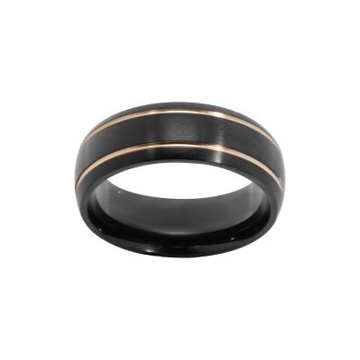 Chimiama Anello Acciaio Pvd Nero e Gold