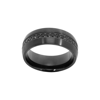 Chimiama Anello Acciaio Pvd Nero Zirconi Neri