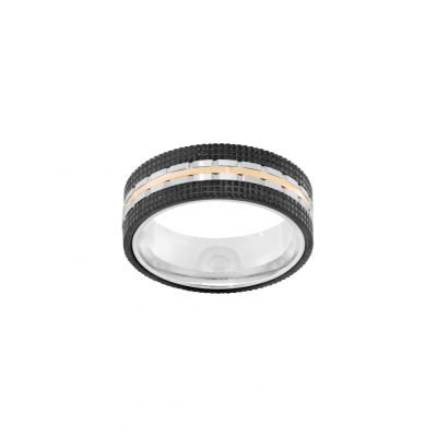 Chimiama Anello Acciaio e Ceramica Nera