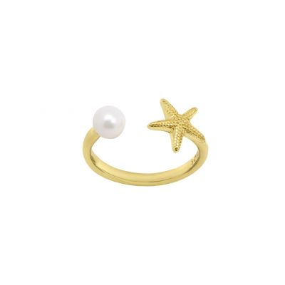 Chimiama Anello Argento Gold con Perla e Stella